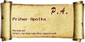 Priher Apolka névjegykártya
